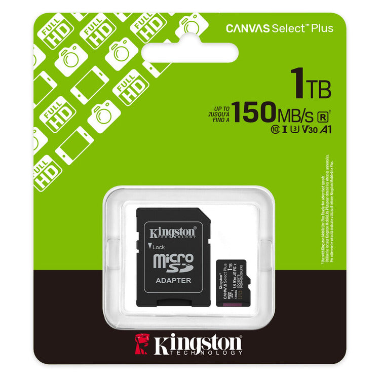 KINGSTON Memory Card MicroSD Canvas Select Plus SDCS3/1TB, Class 10, SD Adapter