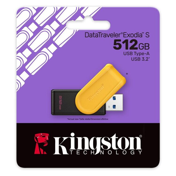KINGSTON USB Stick DataTraveler Exodia S DTXS/512GB | USB 3.2 | Black and Yellow