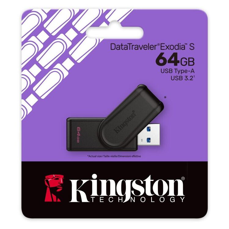 KINGSTON USB Stick DataTraveler Exodia S DTXS/64GB , USB 3.2, Black