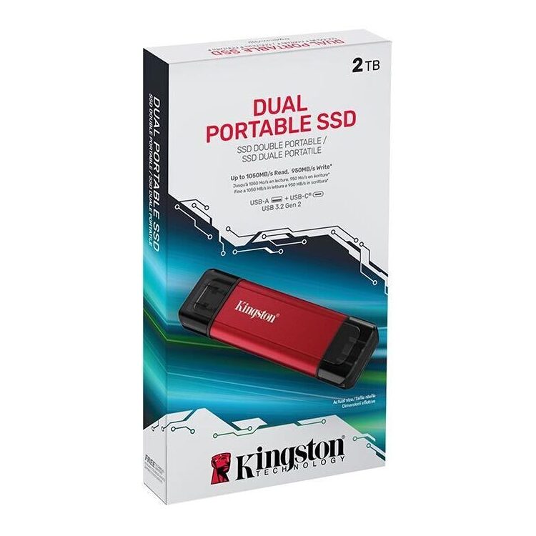 KINGSTON EXTERNAL DUAL PORTABLE SSD SPSD/2TB USB-C/A 3.2 Gen 2 2TB