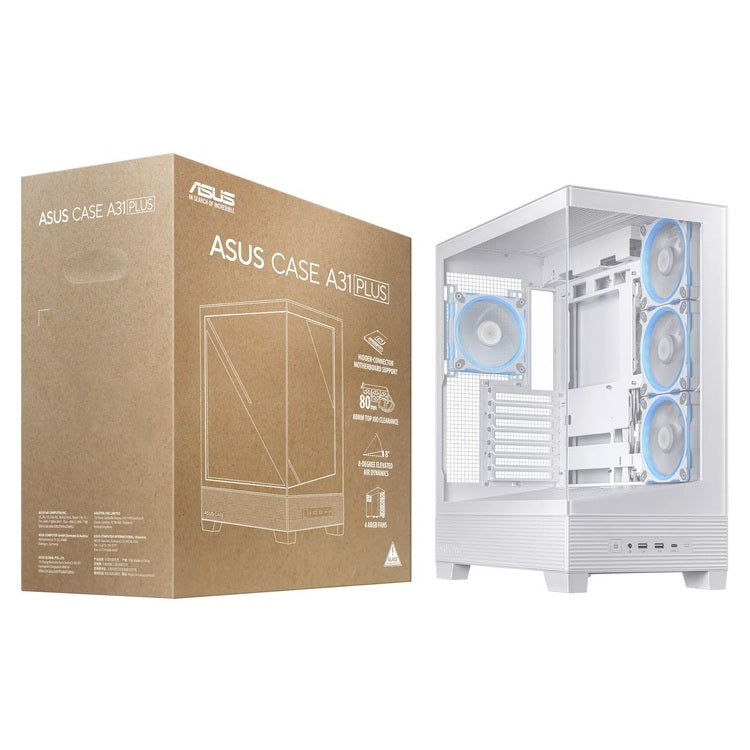 ASUS CASE A31 PLUS Middle ATX USB 3.2 White BTF motherboard compatible