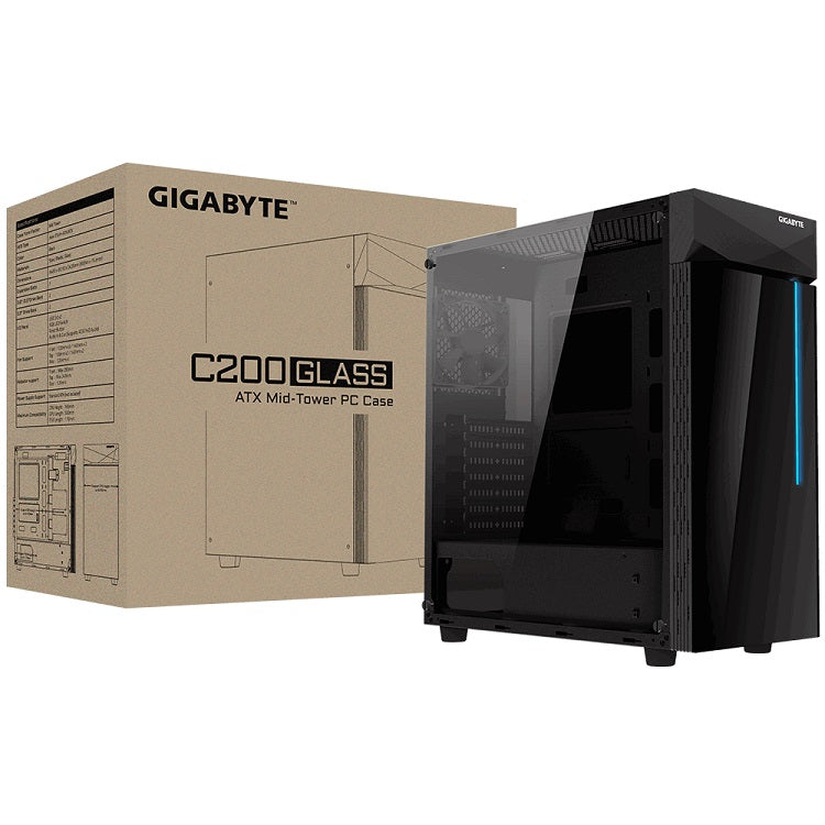 GIGABYTE Case C200W GLASS Middle ATX Black USB 3.0
