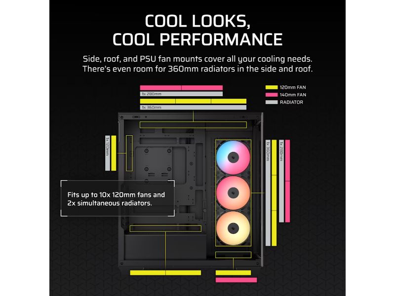 Corsair 3500X ARGB / Mid-Tower Case / Tempered Glass / ATX / Black – PN: CC-9011322-WW