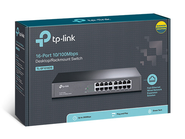 TP-LINK Switch TL-SF1016DS, 16 port, 10/100 Mbps, Steel Case