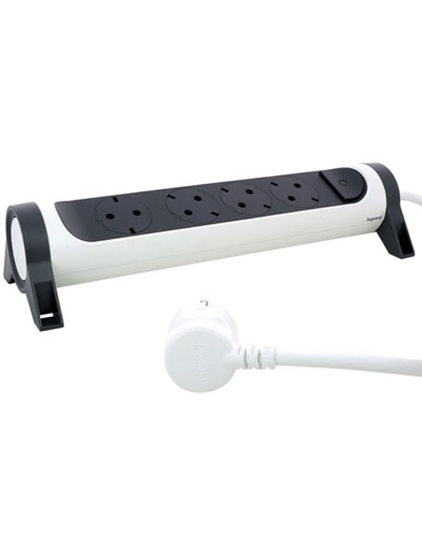Legrand SurgeArrest 4 Outlets 1.5m Cable White/Grey Rotating