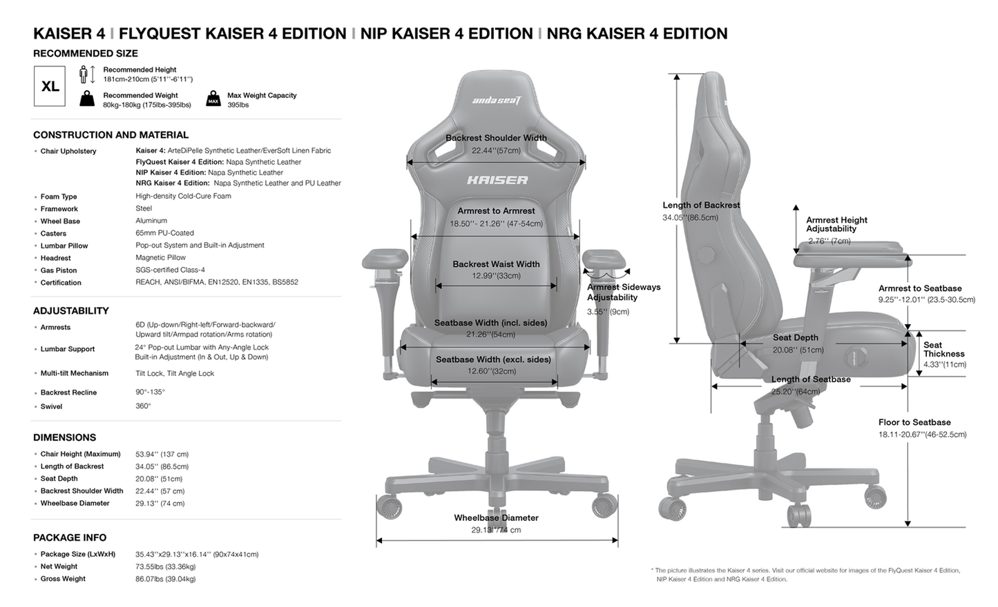 ANDA SEAT Gaming Chair KAISER-4 V2 XL Maroon with 6D Armrest