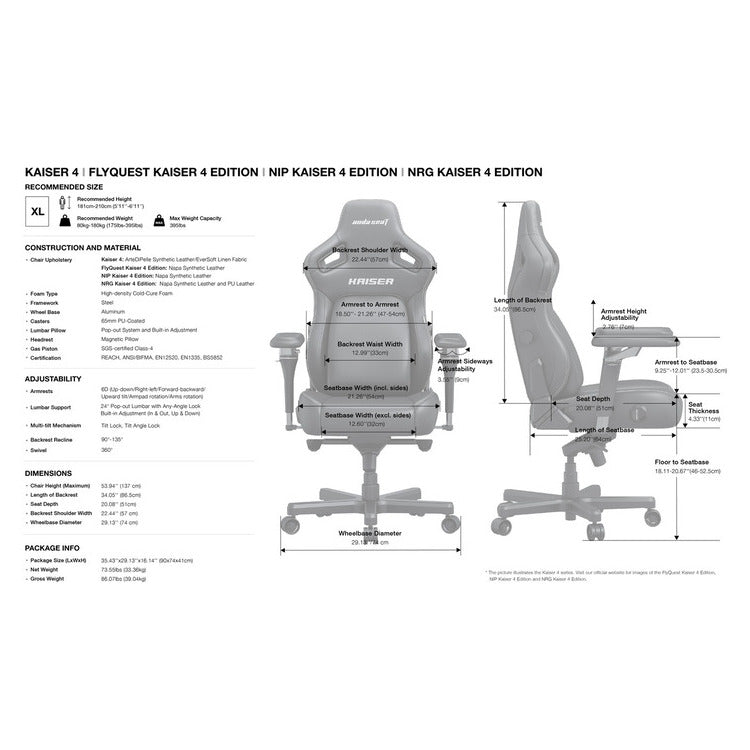 ANDA SEAT Gaming Chair KAISER-4 V2 XL Pink with 6D Armrest
