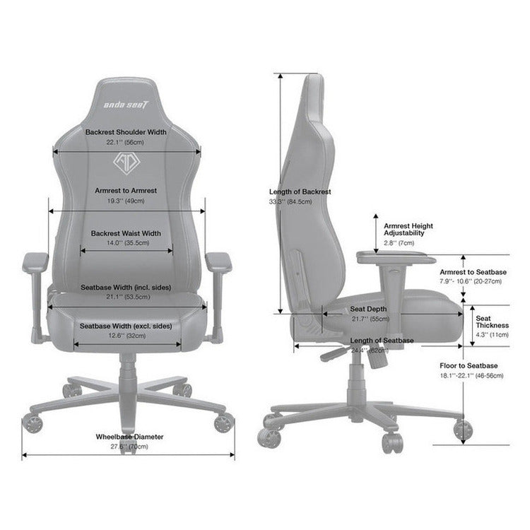 ANDA SEAT Gaming Chair NOVIS ULTRA XL Grey Fabric