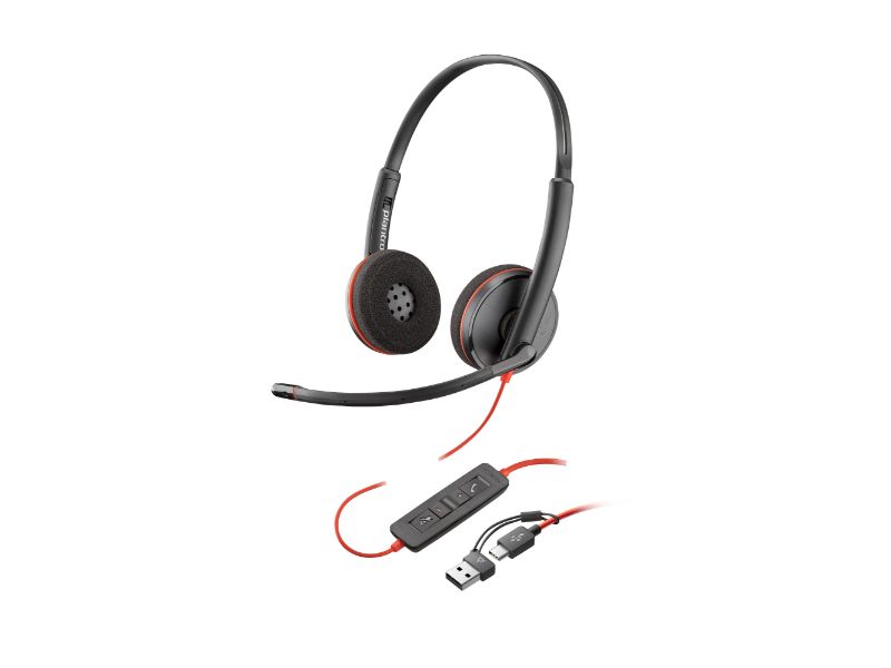 Poly Blackwire 3220 Stereo USB-C Headset +USB-C/A Adapter — 93S87AA