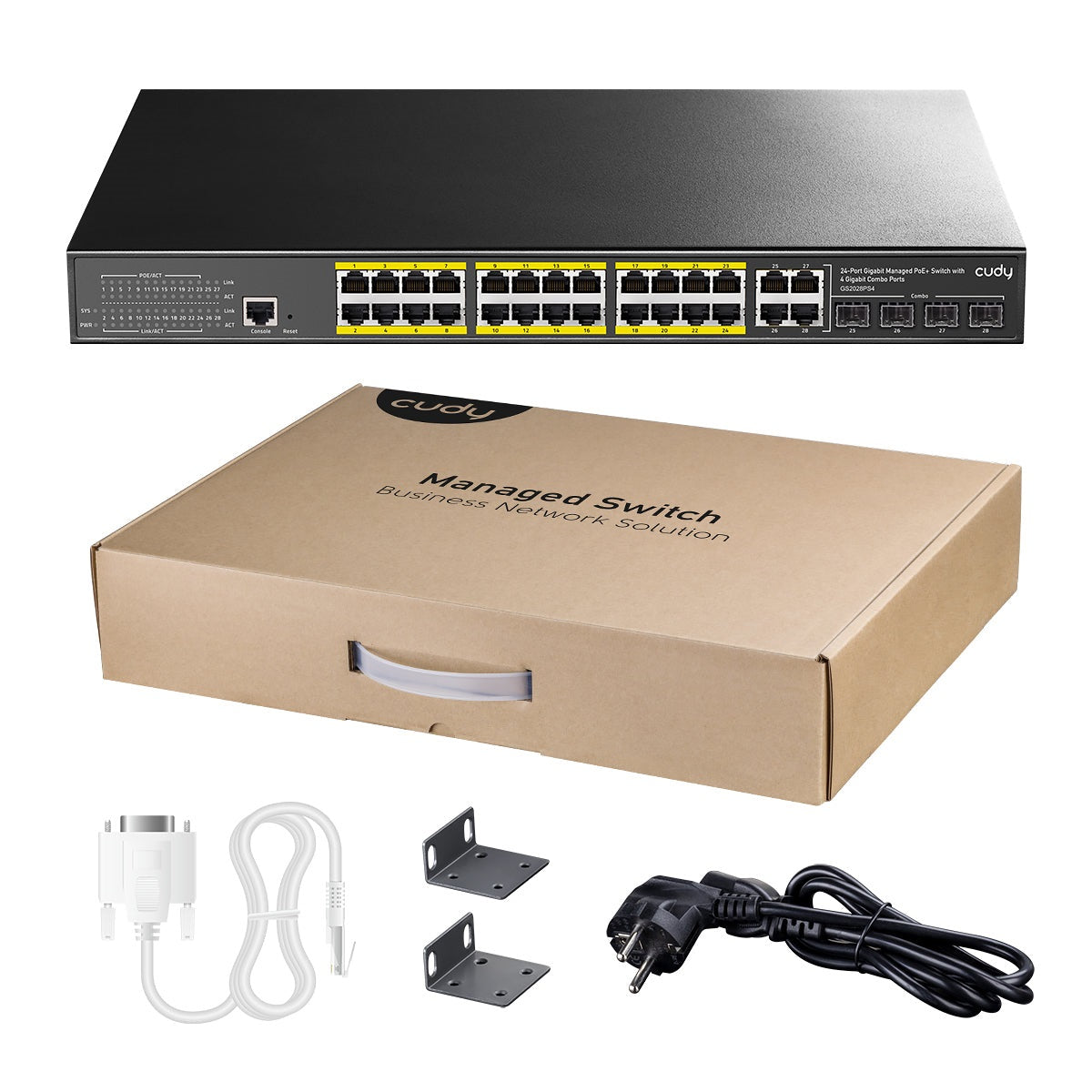 CUDY Switch GS2028PS4 24-GbE PoE L2 Managed with 4 Gigabit Combo Ports