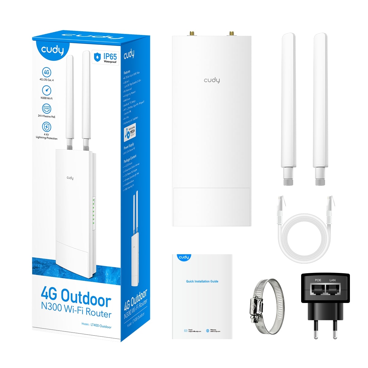 CUDY 4G Router LT400 Indoor/Outdoor 4G N300 Wi-Fi