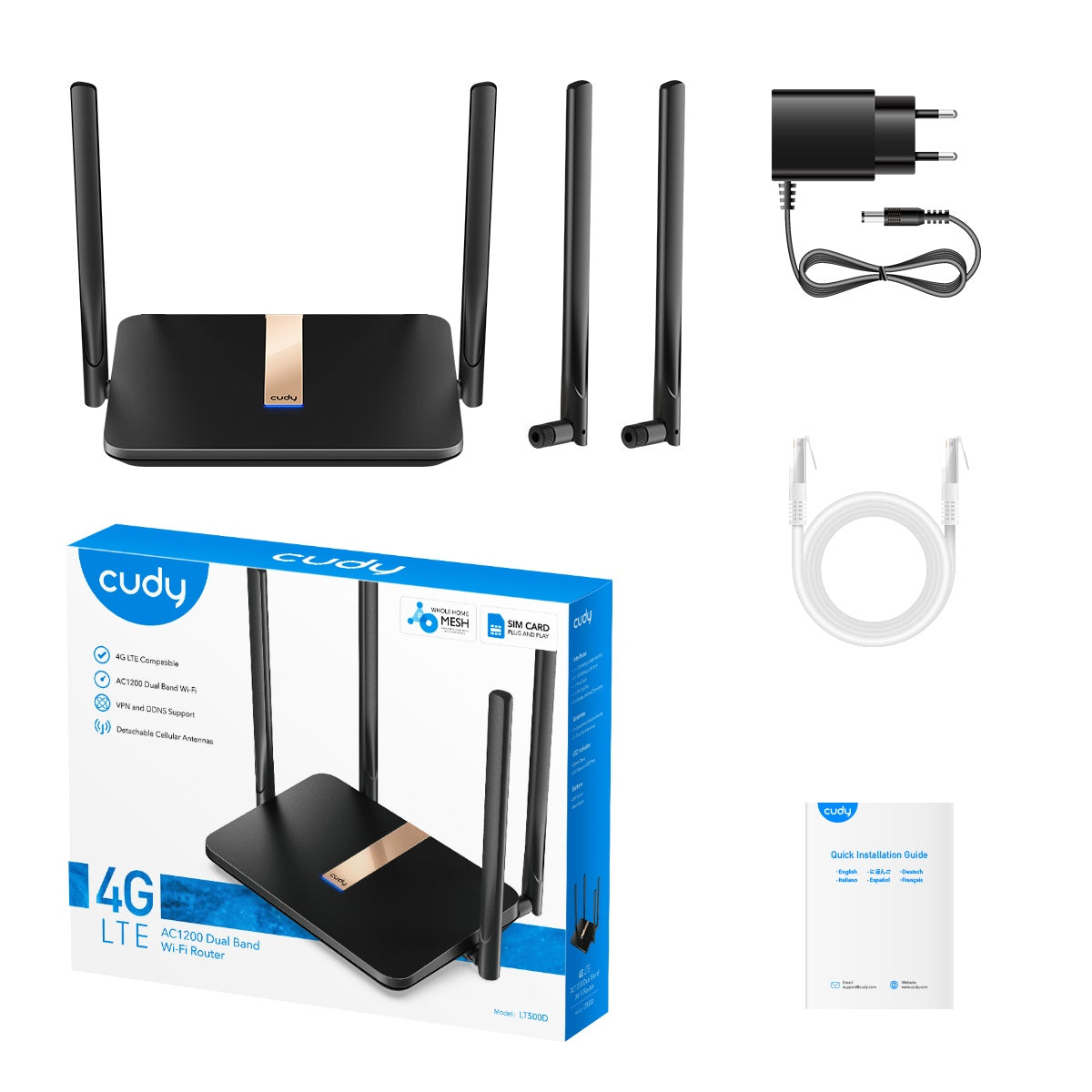 CUDY 4G Router LT500D AC1200 with Detachable Antennas