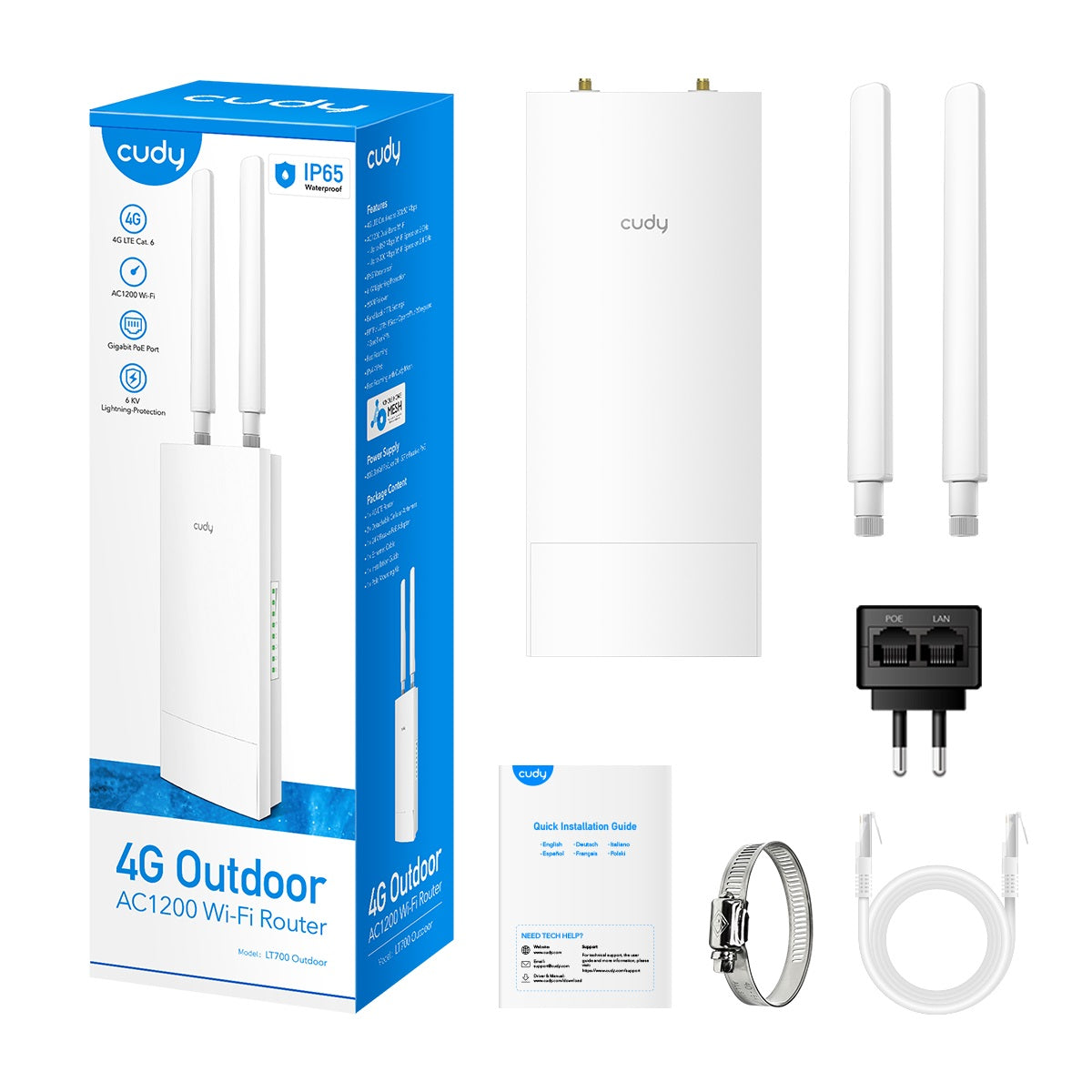 CUDY 4G Router LT700 Outdoor Cat 6 AC1200