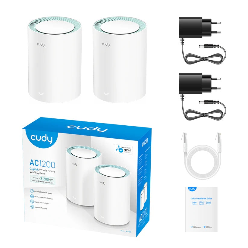 CUDY Mesh Wi-Fi System M1300 AC1200 Gigabit 2 Pack