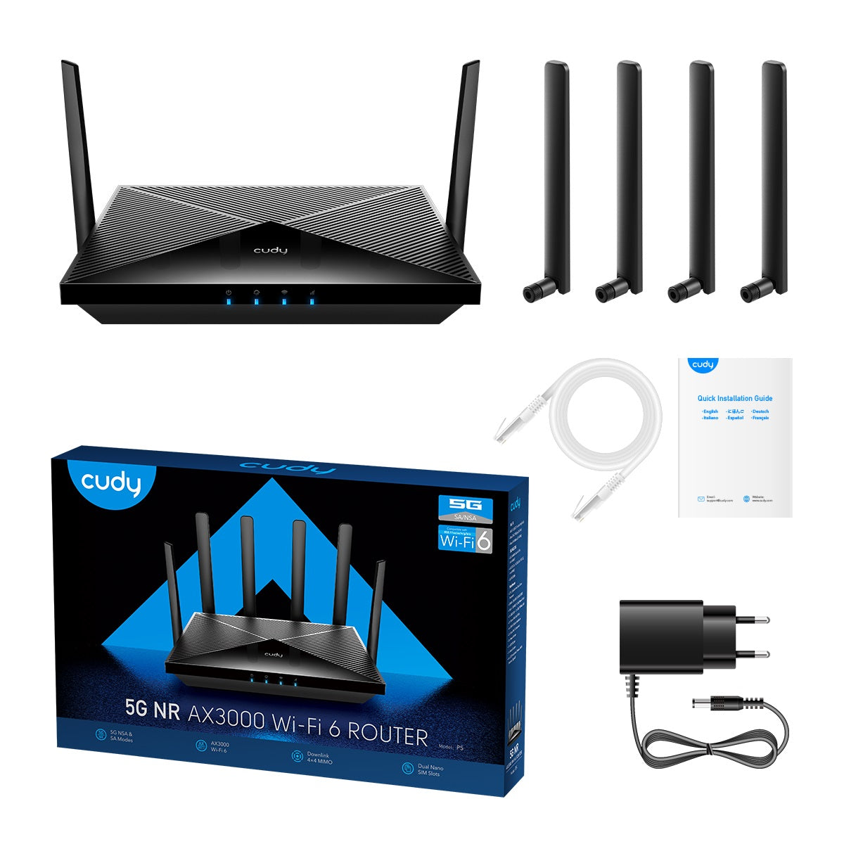 CUDY 5G Router P5 Wi-Fi 6 AX3000 Dual Sim