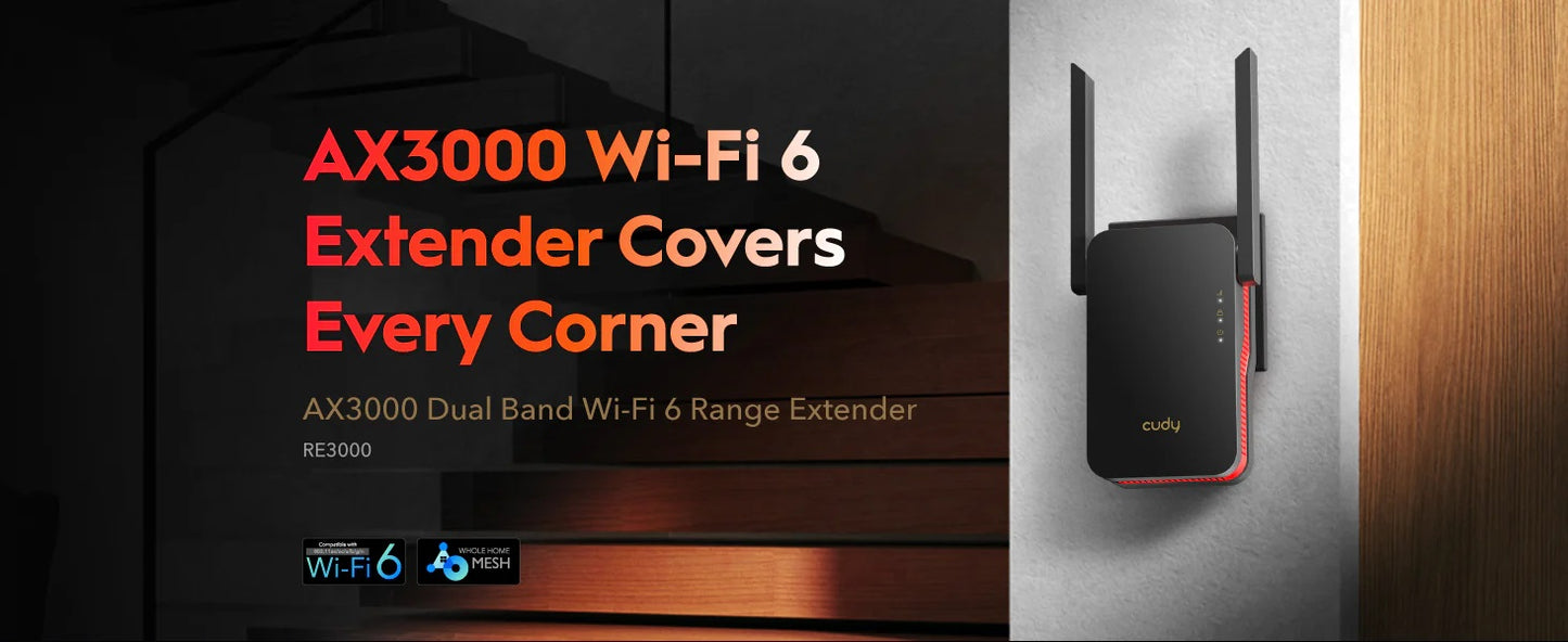 CUDY Range Extender RE3000 Wi-Fi 6 AX3000 Mesh