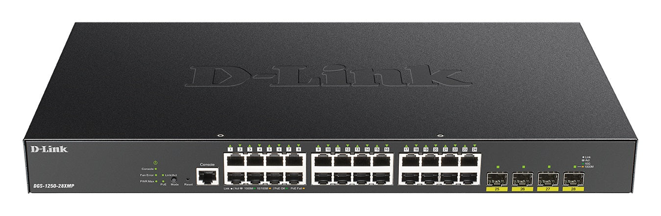D-LINK Switch DGS-1250-28XMP 24 Gbit Port 4x10G SFP+ POE