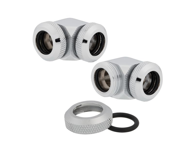 Corsair OD Fitting Pipe Hydro X Series XF Hardline 90° 12mm Twin Pack — Chrome — CX-9052021-WW