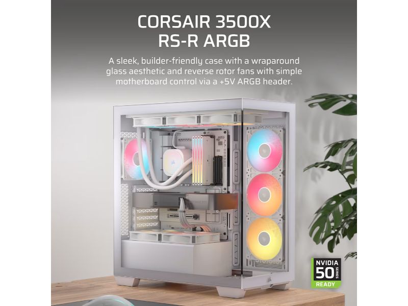 Corsair 3500X ARGB / Mid-Tower Case / Tempered Glass / ATX / White – PN: CC-9011323-WW