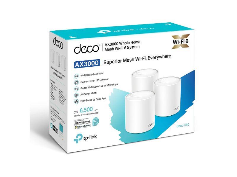 TP-Link AX3000 Whole Home Mesh WiFi6 3? Gigabit Ports (3-pack) (Deco X50)