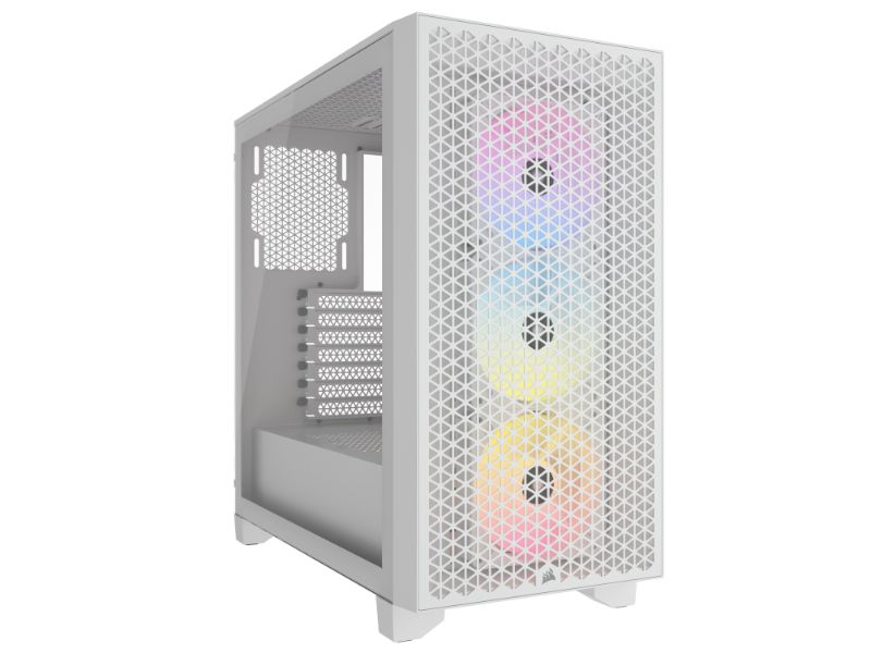 Corsair Mid Tower ATX Case 3000D RGB Airflow Windowed Tempered Glass — White — CC-9011256-WW