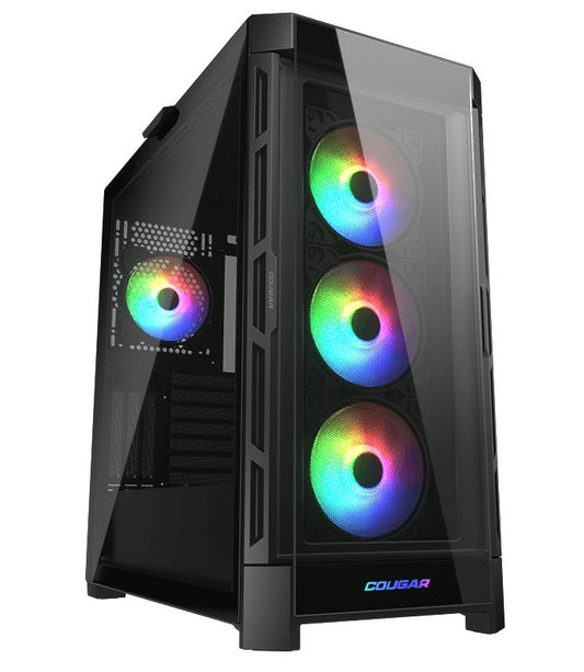 CC-COUGAR Case DUOFACE PRO RGB Tempered Glass MiddlePlus ATX Black (4x120mm ARGB fans preinstalled |  2 Front Panels)