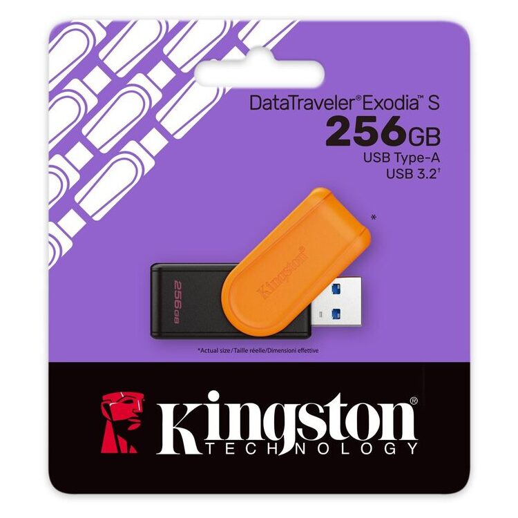 KINGSTON USB Stick DataTraveler Exodia S DTXS/256GB , USB 3.2, Black and Orange