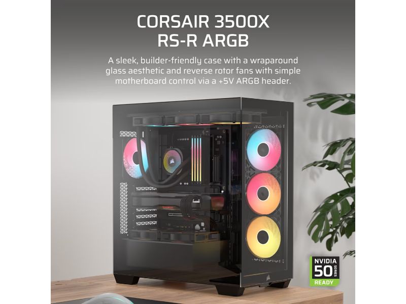 Corsair 3500X ARGB / Mid-Tower Case / Tempered Glass / ATX / Black – PN: CC-9011322-WW