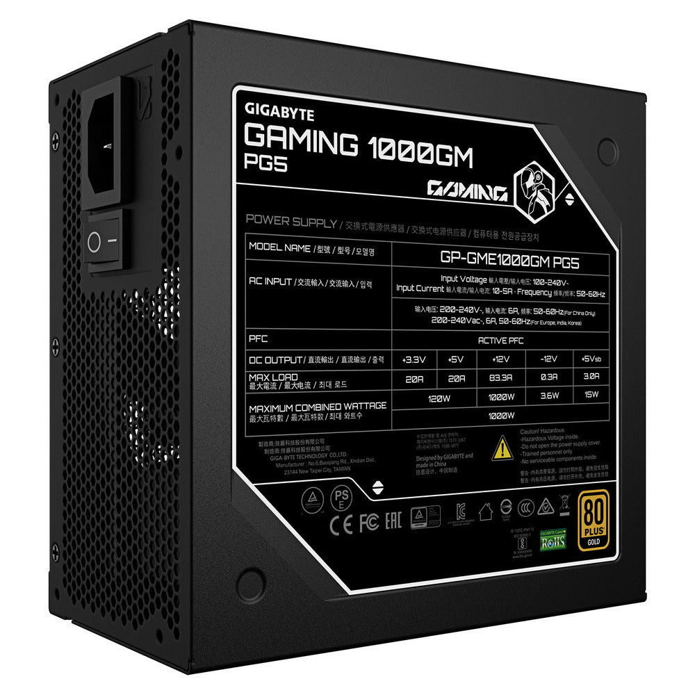 GIGABYTE ΤΡΟΦ/ΚΟ GP-GME1000GM PG5 1000W APFC 80+ GOLD PCIE 5.0, 100% JAPANESE CAPACITORS