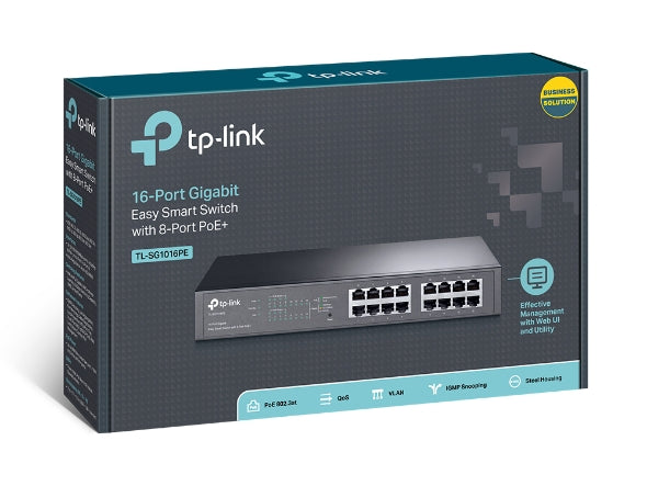 TP-LINK TL-SG1016PE 16-PORT GIGABIT DESKTOP/RACKMOUNT 8 PoE PORTS+ EASY SMART SWITCH