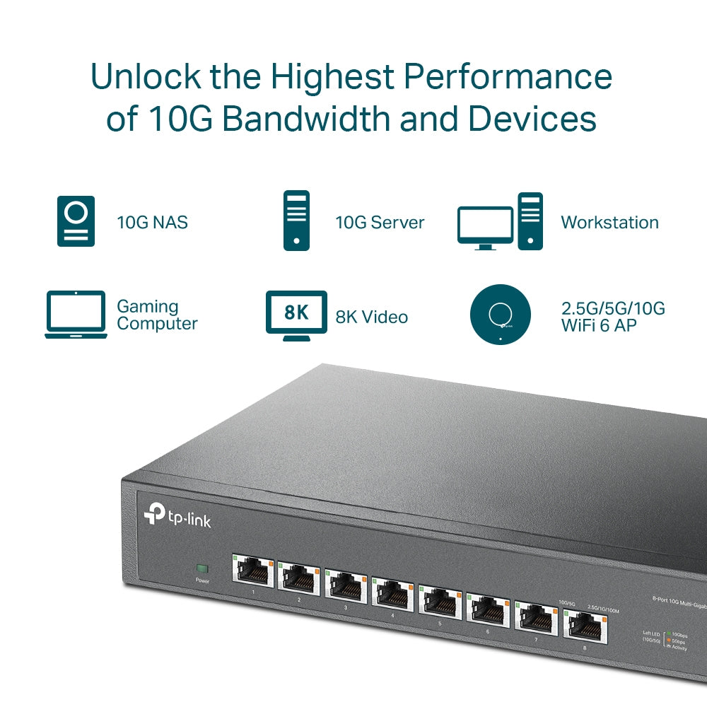 TP-LINK Switch TL-SX1008, 8x10GE Rackmount Metal 13''