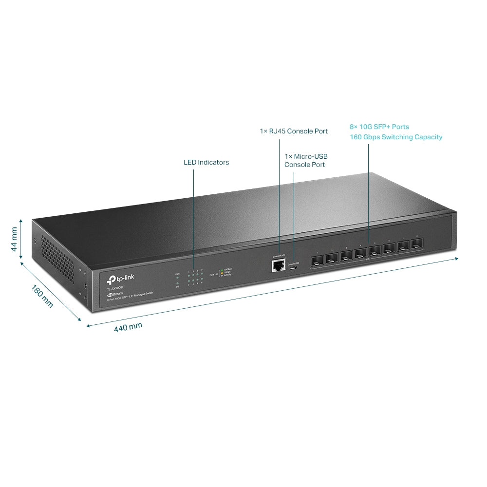 TP-LINK Switch TL-SX3008F 8-Port 10GE SFP+ L2+ Managed