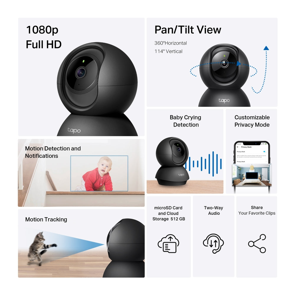 TP-LINK Wi-Fi Camera TAPO C201 FHD Pan/Tilt Indoor