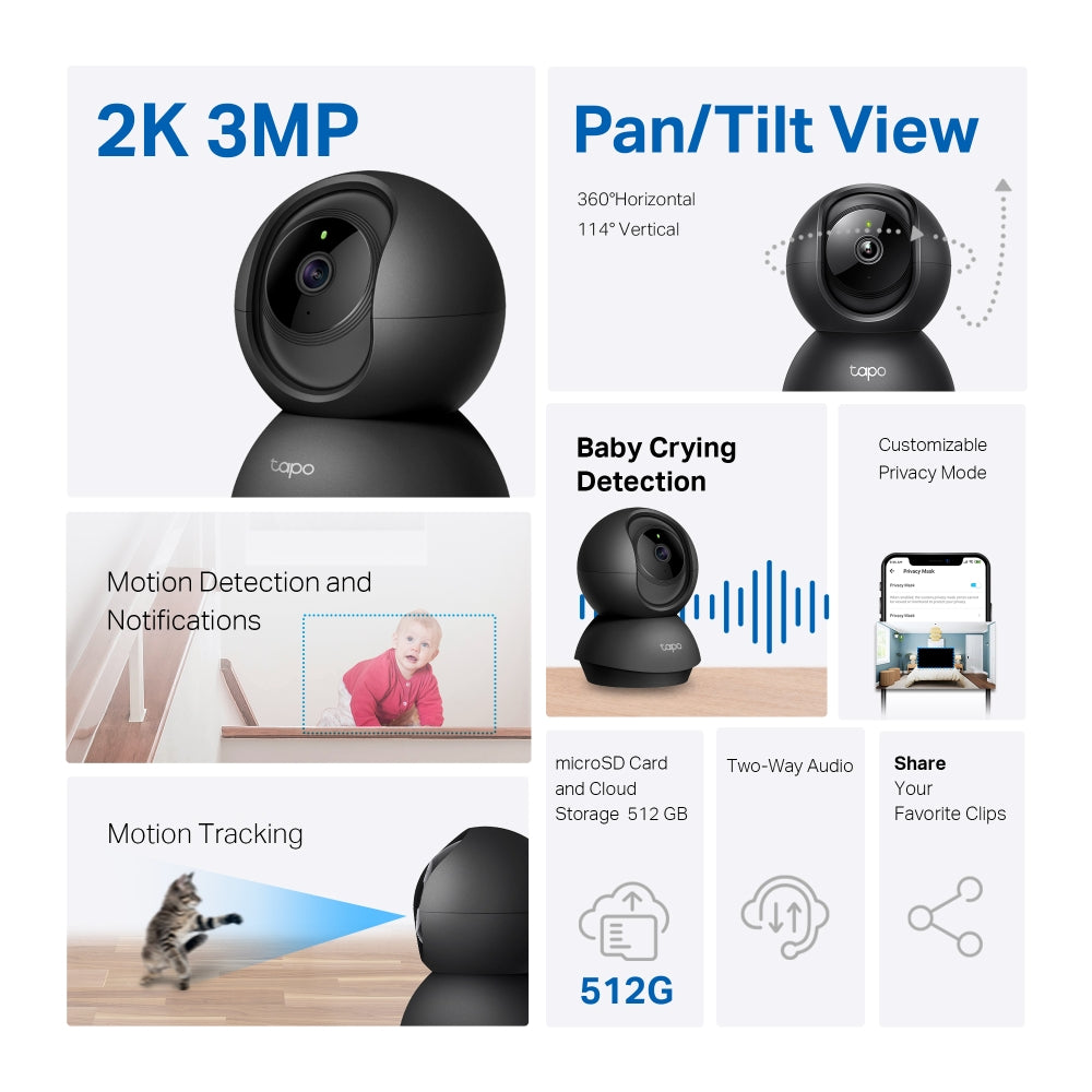 TP-LINK CAMERA TAPO C211 FULLHD+ WIFI PAN/TILT BLACK