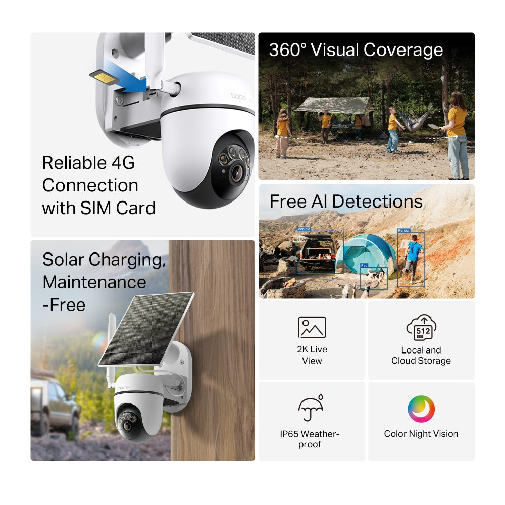 TP-LINK Camera Tapo C615G KIT Solar-Powered Pan/Tilt 4G LTE Security Kit