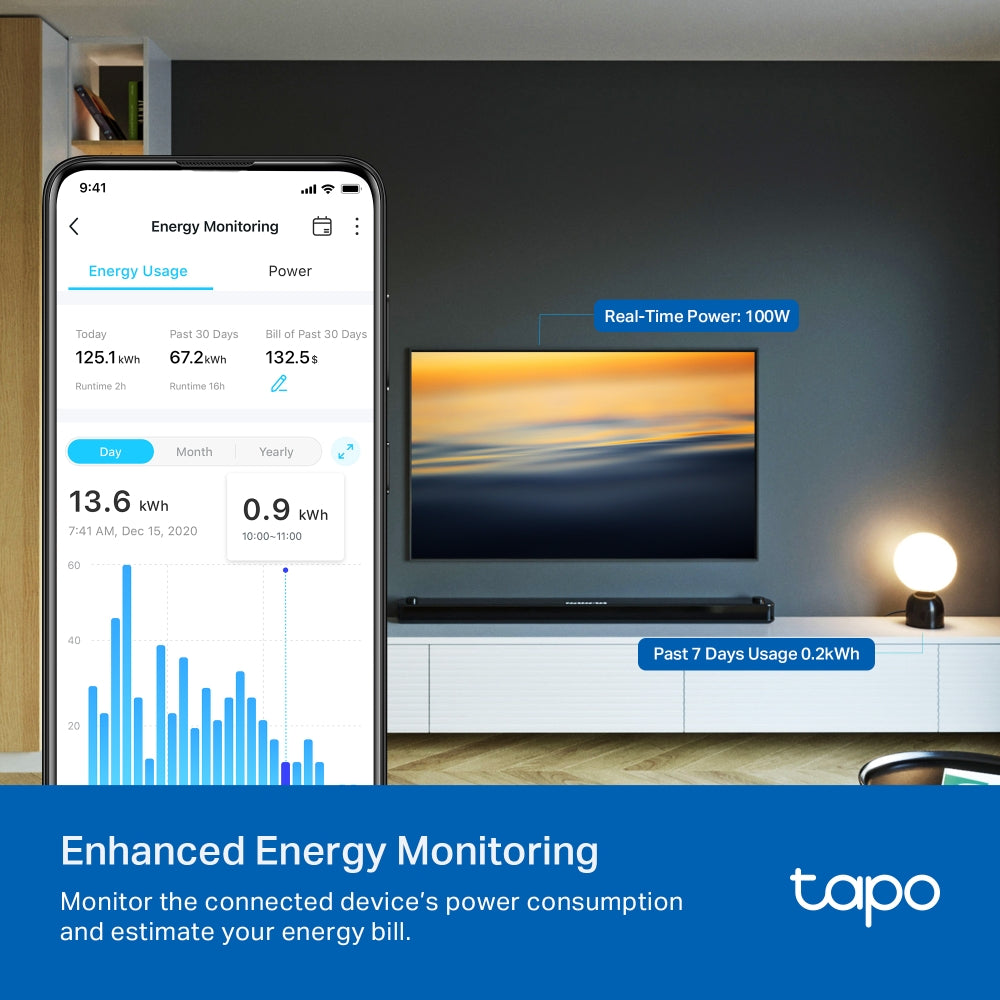 TP-LINK Smart Plug Mini Tapo P110M , Energy Monitoring