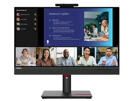 LENOVO Monitor ThinkVision T24v-30 23.8'' FHD IPS |  Slim Bezel |  HDMI |  Display Port |  VGA |  Height adjustable |  Webcam |  Speakers |  3YearsW
