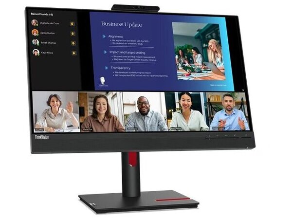 LENOVO Monitor ThinkVision T24v-30 23.8'' FHD IPS |  Slim Bezel |  HDMI |  Display Port |  VGA |  Height adjustable |  Webcam |  Speakers |  3YearsW