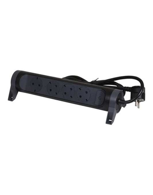 Legrand SurgeArrest 4 Outlets 1.5m Cable  Black/Grey Rotating