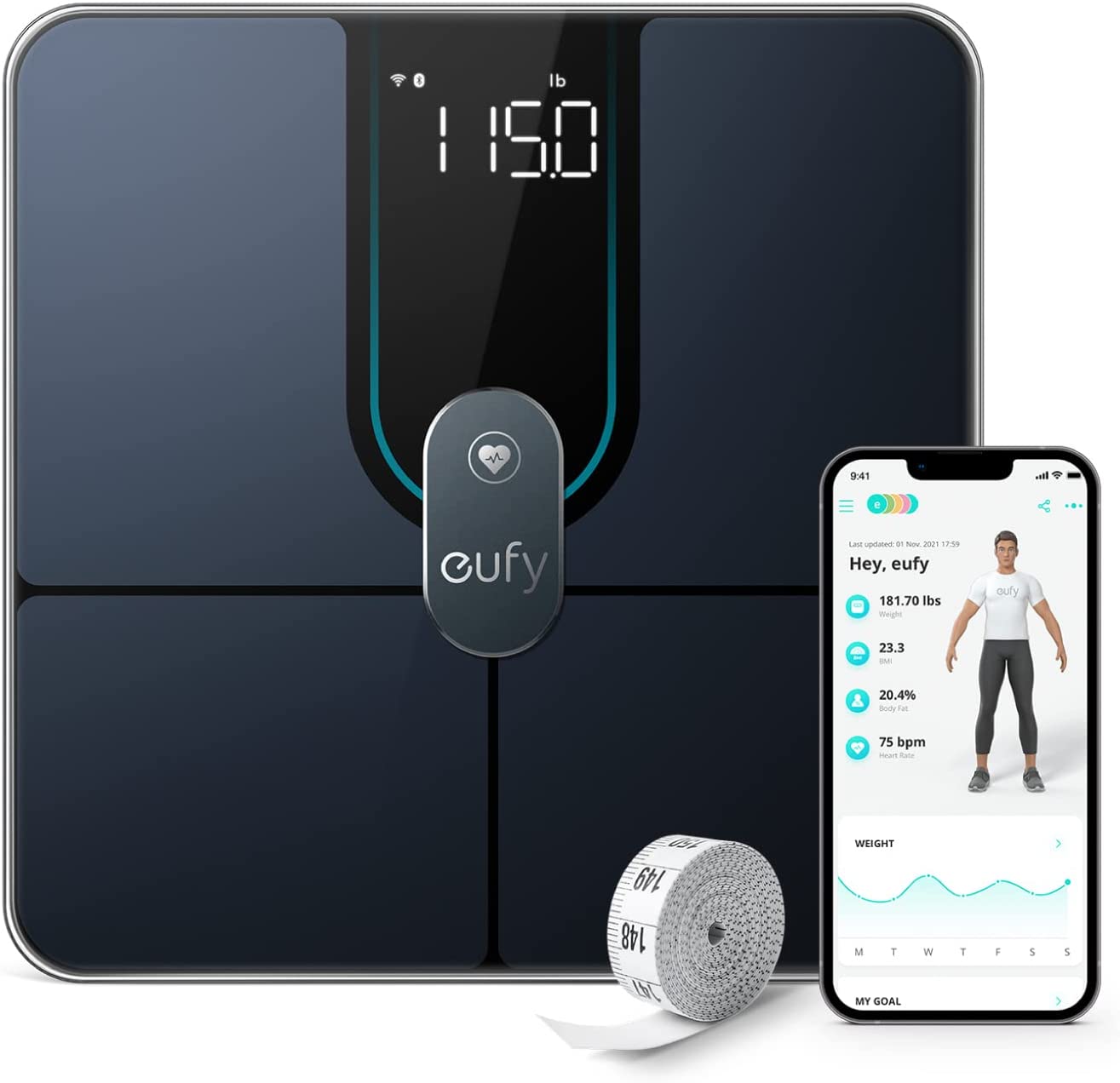 ANKER Eufy Smart Scale P2 PRO Wi-Fi Bluetooth Heart Rate Black