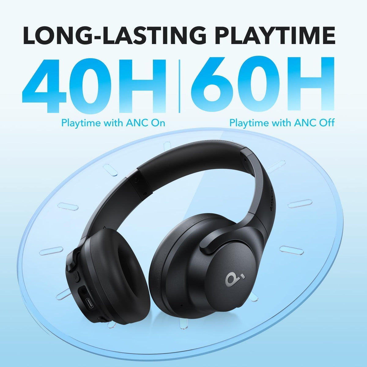 Anker Soundcore Wireless Headphones Q21i Hybrid Active Noise Cancellation, Black