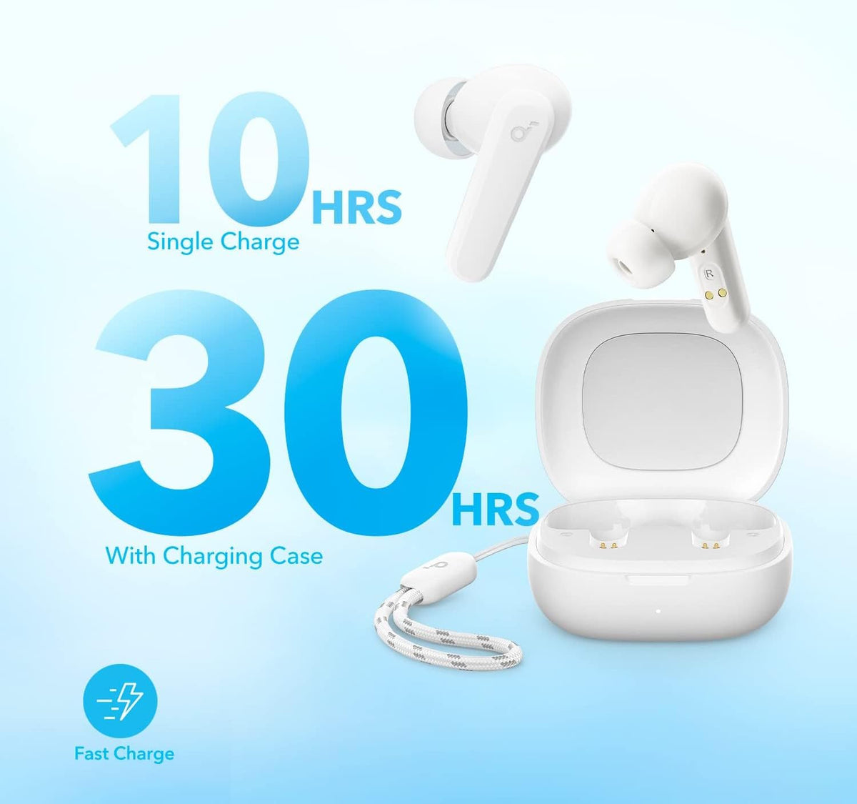 Anker Soundcore Wireless Earphones R50i , 2 Mics for AI Clear Calls, BT5.3, IPX5 White