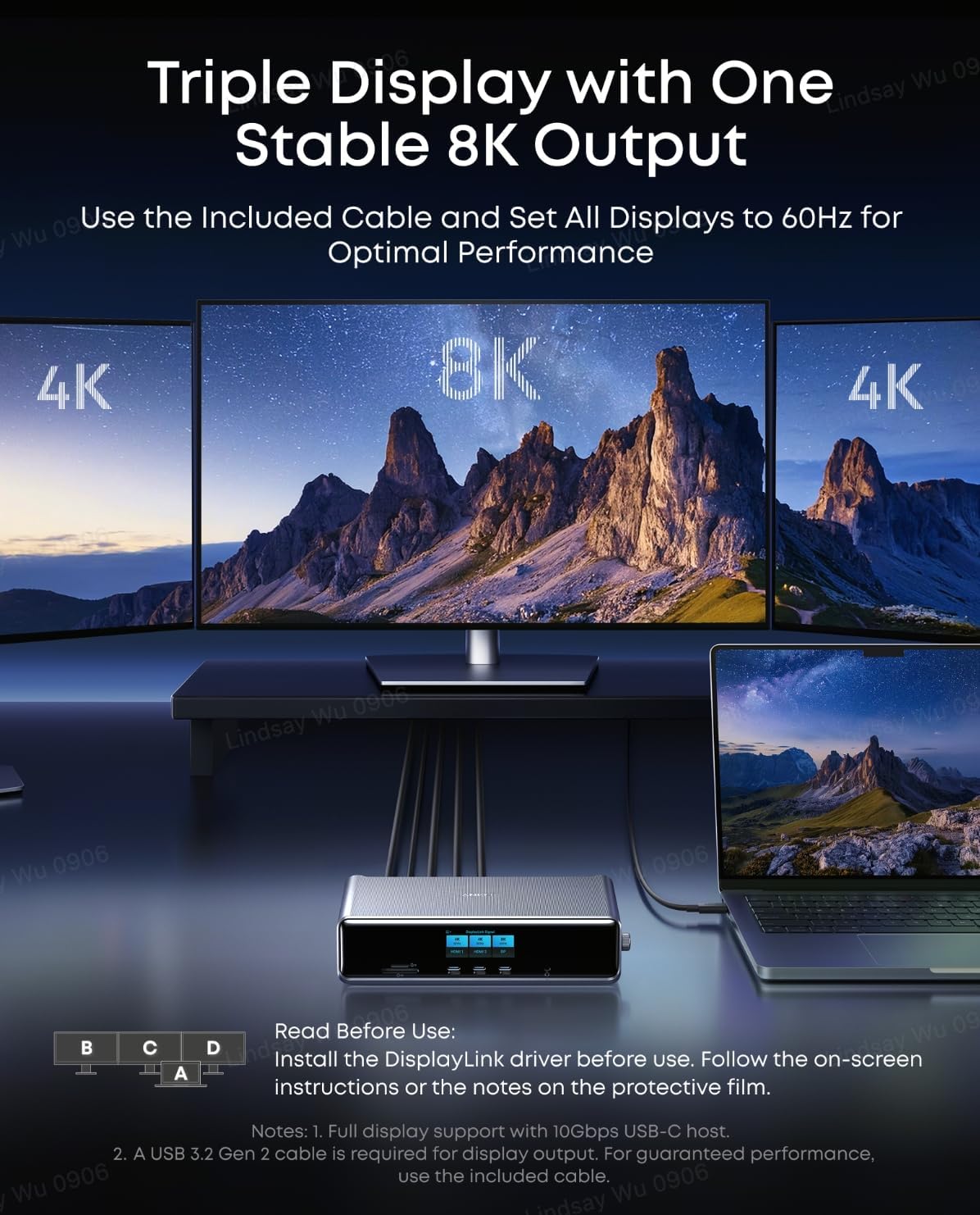 Anker Docking Station Prime 14 in 1, USB-C,Triple 4K@60Hz, 2 HDMI+1 DP, 140W Max Power, Smart Display
