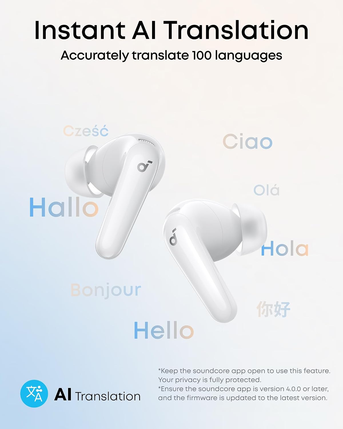 Anker Soundcore Wireless Earphones R60i Adaptive Noise Cancellation, BT5,4, White