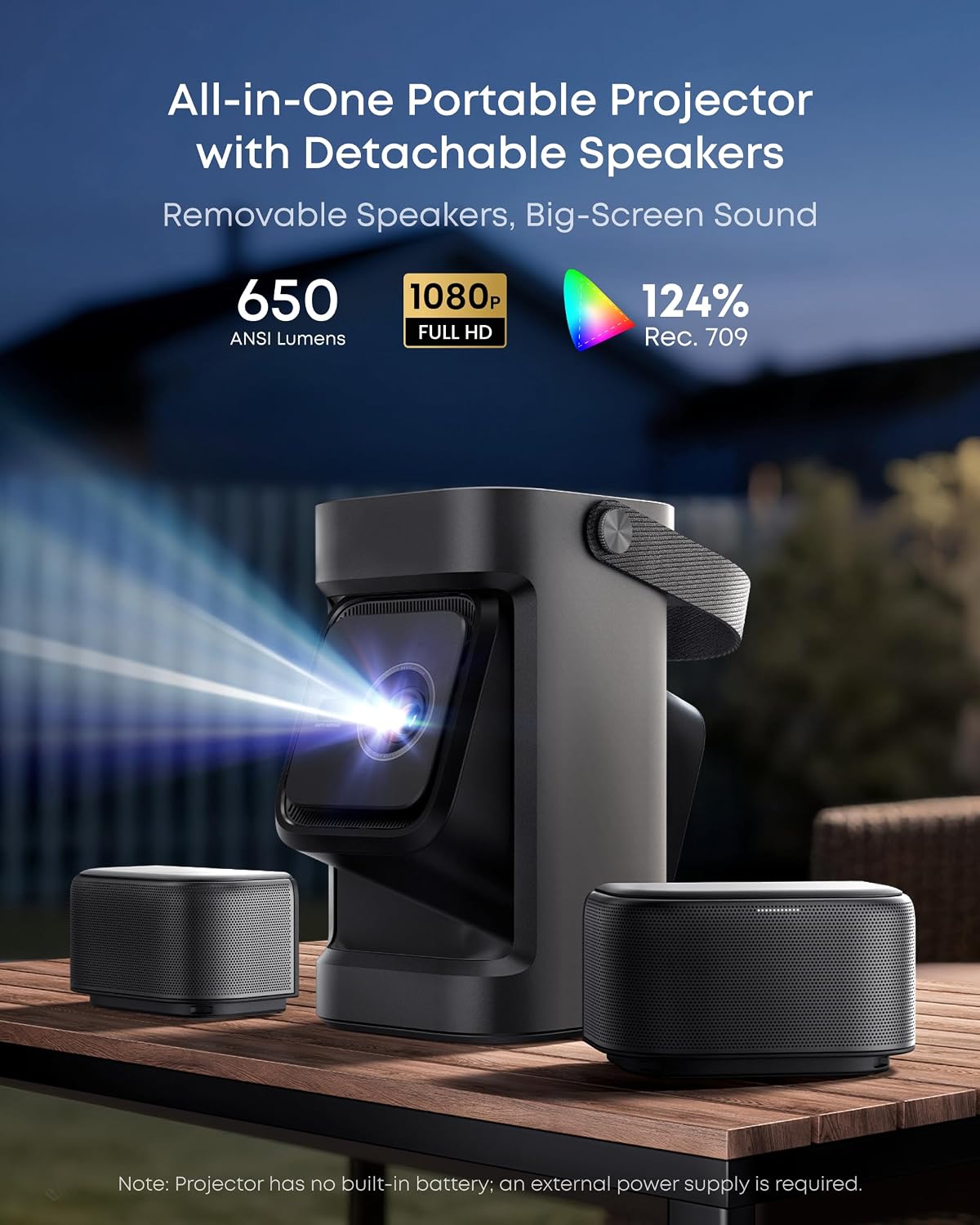 Anker Portable Projector, Nebula P1,1080P,650ANSI Lumens, 20W detachable Speakers