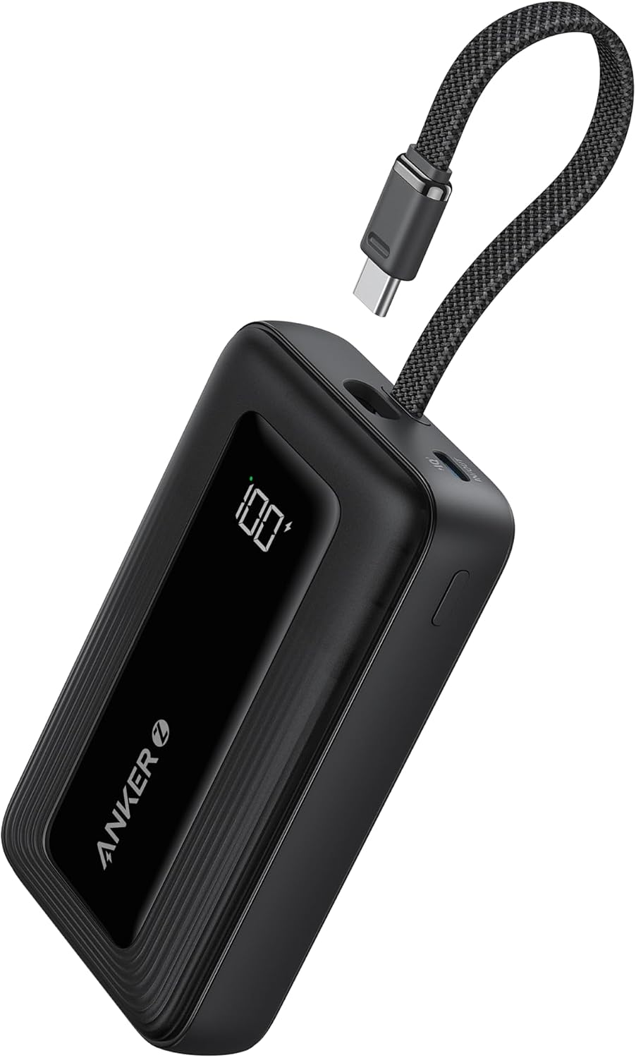 Anker Powerbank Essential 10K mAh, 30W max power, Built-In USB-C Cable, Black