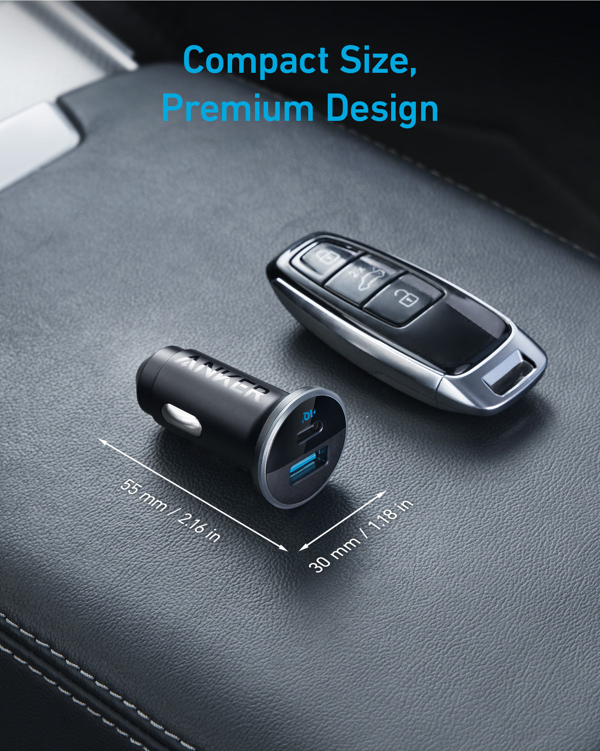 Anker 325 Car Charger 53W, USB-Type-C, USB-A