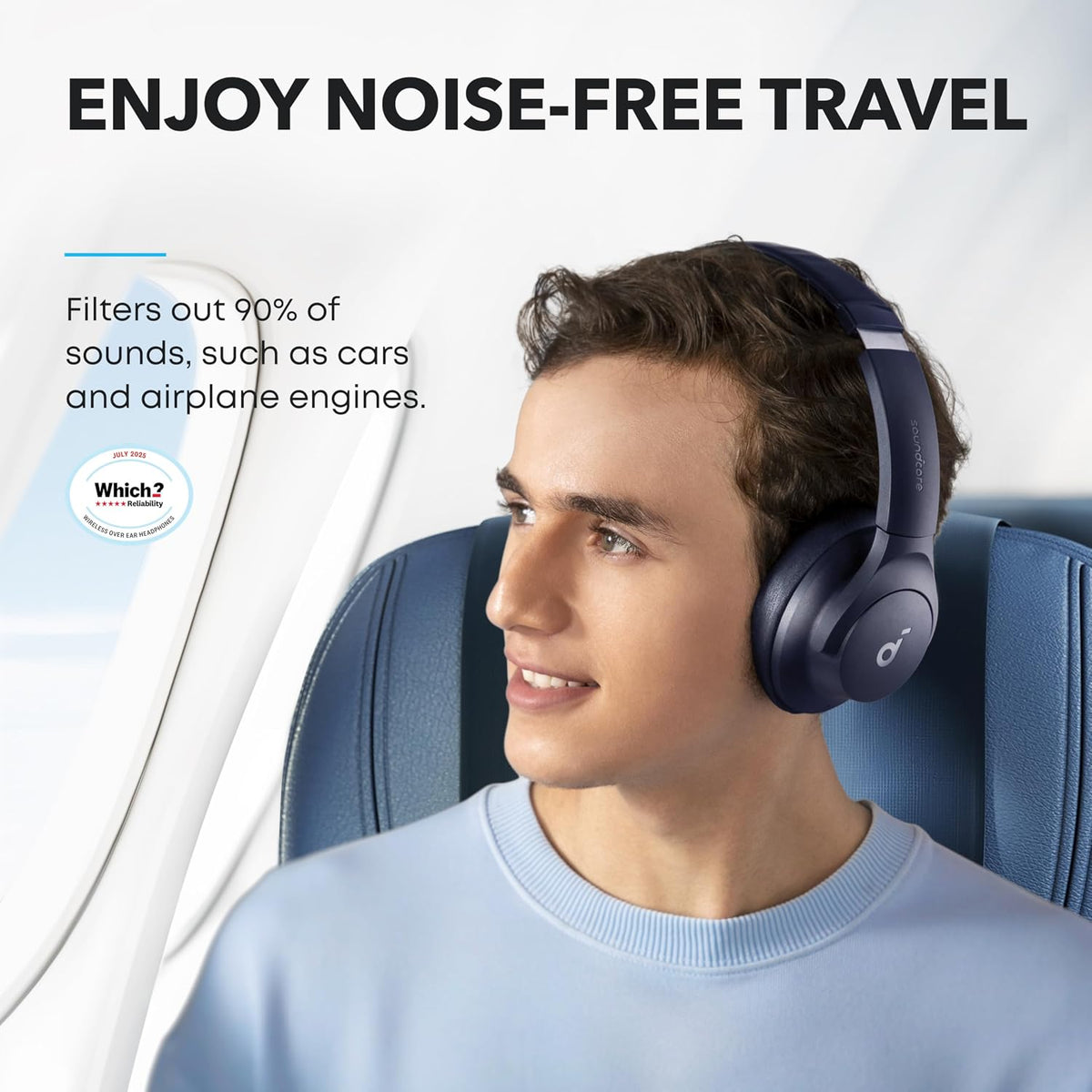Anker Soundcore Wireless Headphones Q20i, Hybrid Active Noise Cancellation Blue