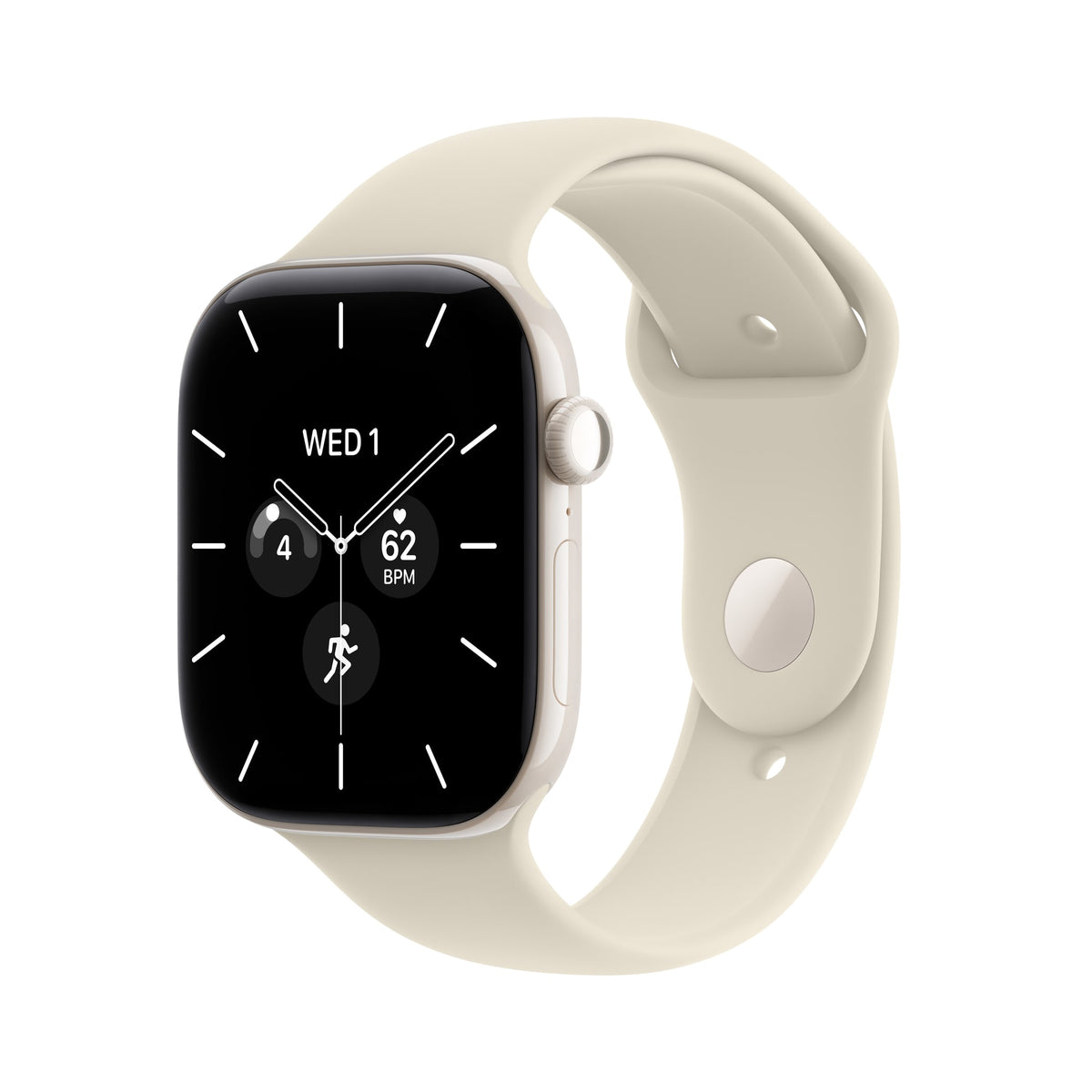 Μπροστινή όψη με λουράκι, 42mm GPS + Cellular Pearl White Ceramic Sport Band Sand