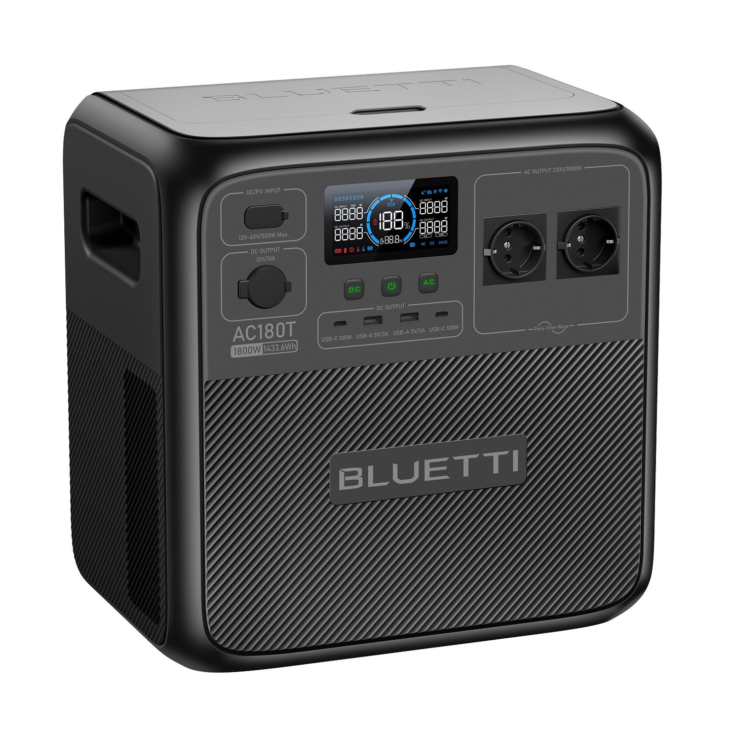 BLUETTI Power Station AC180T with Swappable Battery, 1800W AC Outlet 1433Wh